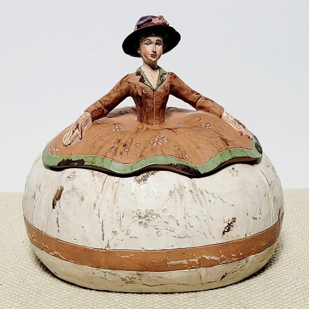 Vintage Appalachian Working Woman Powder Box Folk Art - Picture 4 of 15